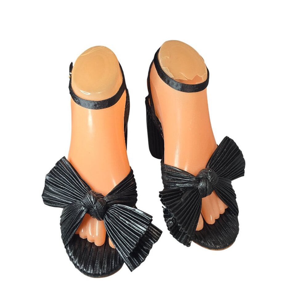 MICIFA Women's Pleated Bow Sandals Black EUR 36